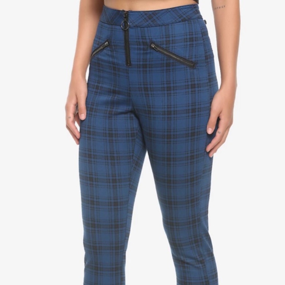 Blue plaid pants